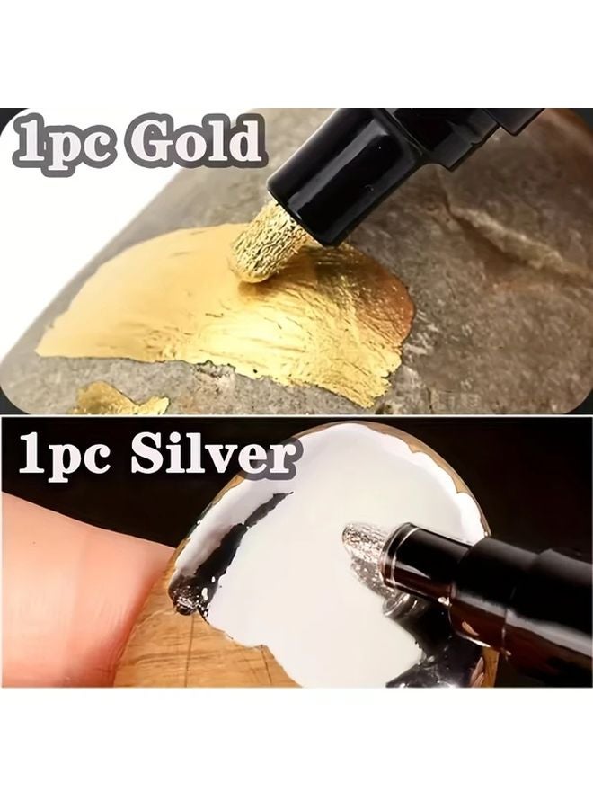 Golden And Silvery Mirror Markers 2 Pack For Car Styling Crafts And Glass Painting - Image 5
